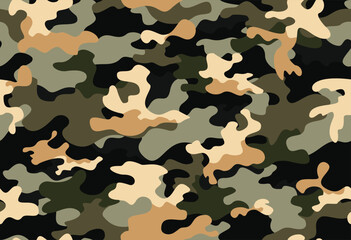 Wall Mural - camouflage military pattern, modern seamless vector background, classic stylish design