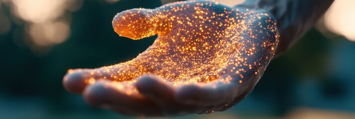 Fototapete - Futuristic Digital Transformation Immersive Holographic Network Visualization with Interconnected Technological Innovation for Business Evolution