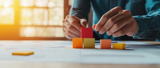 Leinwandbilder - Strategic Innovation Visualization Minimalist Business Planning with Colorful Modular Blocks - Agile Organizational Development and Transformative Growth Methodology