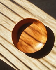 Poster - Minimalist Wooden Bowl in Golden Light Organic Craftsmanship Meets Contemporary Design - Sustainable Lifestyle and Artisanal Home Decor Inspiration