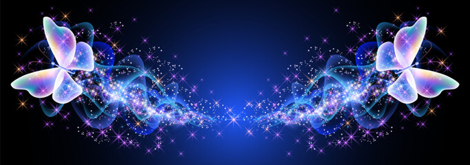 Wall Mural - Flying butterflies with sparkle and blazing trail