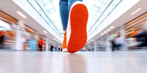 Fototapete - Future of Work Dynamic Urban Mobility and Corporate Innovation - Vibrant Gen Z Professional Navigating High-Performance Glass Corridor with Momentum and Purpose