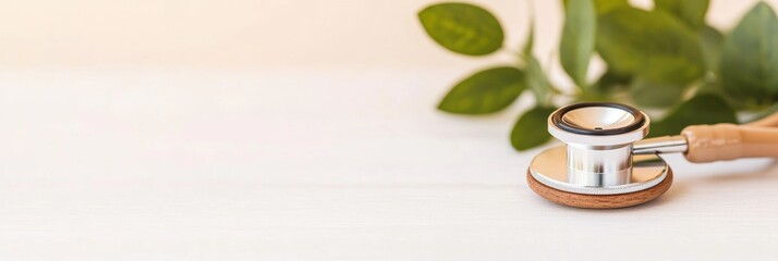 Poster - Minimalist Healthcare Innovation Sustainable Wellness Stethoscope with Organic Botanical Elements - Modern Clinical Design for Holistic Patient Care