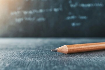 Aufkleber - Minimalist Learning Essentials Vintage Wooden Pencil on Textured Surface - Creative Education and Cognitive Productivity in Digital Age