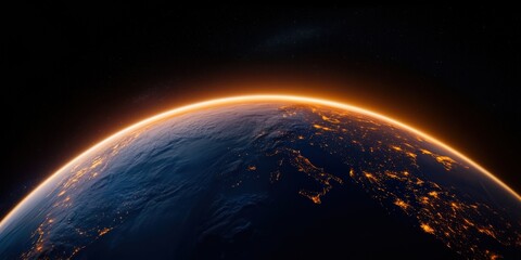 Poster - Illuminated Global Network Futuristic Satellite Perspective of Earths Nocturnal Connectivity - Inspiring Technological Innovation and Worldwide Digital Transformation