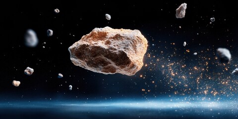 Aufkleber - Cosmic Frontier Asteroid Mining Visualization for Next-Gen Space Exploration, Futuristic Tech Innovation and Scientific Research Landscape