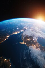 Aufkleber - Global Connectivity Reimagined High-Resolution Satellite Earth View Showcasing Technological Urbanism and Planetary Networking for Visionary Digital Infrastructure