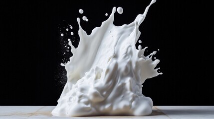 Aufkleber - High-Impact Liquid Dynamics Pure White Milk Explosion Capturing Fluid Motion for Premium Beverage Branding and Sensory Marketing Experiences