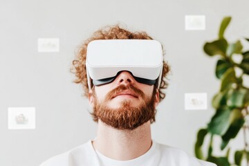 Fototapete - Immersive Digital Frontier Next-Gen Virtual Reality Experience Blending Minimalist Tech, Creative Exploration, and Future-Forward Workspace Innovation