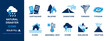 © MOHAMMAD AMINUL - Natural disaster icon set including earth quack, wildfire, sandstorm, tornado, typhoon, flood, abnormal heat, storm, avalanche, eruption. warning sign for natural disaster