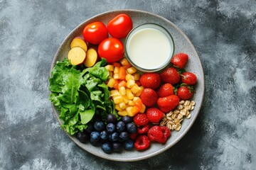 Aufkleber - Colorful and nutritious fruit and vegetable platter arranged beautifully for a healthy meal option