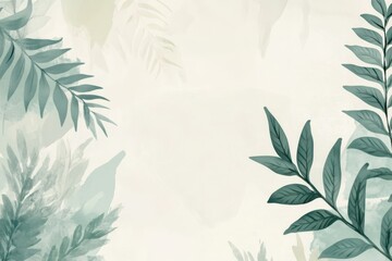 Poster - Lush green leaves frame a serene background in a botanical design ideal for creative projects