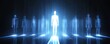 © Aris Suwanmalee - Futuristic human silhouettes in blue light.