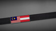 © patera - 3D rendering of two flag from Malaysia and Austria on a dark band, symbolizing political relations, diplomacy, or conflict. simple, clean Gray background for focus, seriousness, formality