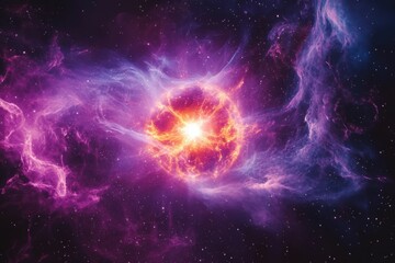 Wall Mural - Neutron Star in Deep Space. Celestial Image of Pulsar with Nebula Background