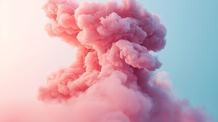 Poster - Pink smoke explosion erupts against a gradient blue background, vibrant effect