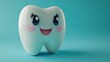 © Nurul - Cute cartoon tooth on a light teal background