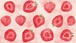 © Biggy - Watercolor cut strawberries, arranged on a pink textured background, perfect for food illustrations