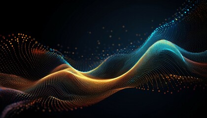 Wall Mural - abstract digital art piece dark background it features dynamic particle wave