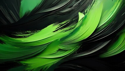 Wall Mural - a dynamic abstract black and green background with brush strokes ai generation