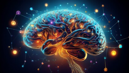 Wall Mural - absolute realism of brain network generative ai