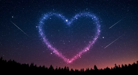 Starry Heart in Night Sky