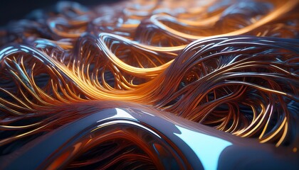 Wall Mural - metallic alloy formations in an electromagnetic field abstract digital art rendering