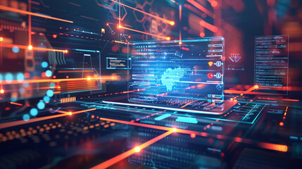 IoT concept with digital tablet and laptop, coding interface and global network connection in futuristic setting. , full ultra HD, high resolution --ar 169 --no noise - Image #4 @whynotusama