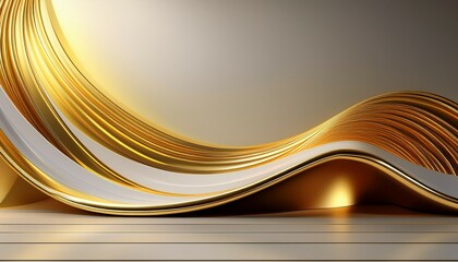 Wall Mural - abstract gold and white curved platform