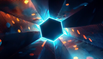 Wall Mural - abstract background hexagon pattern with glowing lights generative ai