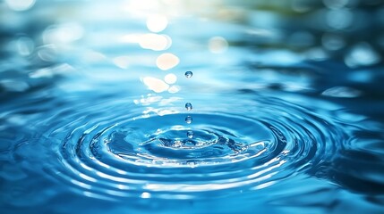 Poster - Water Drop Splashing; Ripples; Sunlight