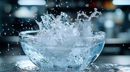 Poster - Water Splash in Glass Bowl