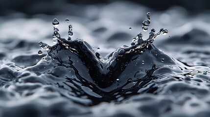 Poster - Water Splash Macro Close-up Dark
