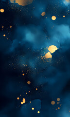 abstract background with blue and gold glitter and bokeh effect