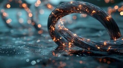 Illuminated fiber optic connections set against an abstract tech backdrop