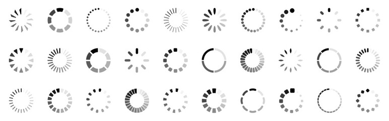 loading icon set. load bar, buffer loader, donload or upload.
