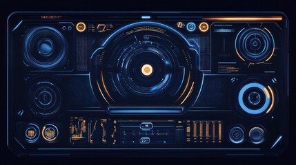 Futuristic Digital User Interface Displaying Complex Data Information