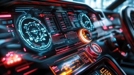 Futuristic Car Dashboard Displaying Data And Information Clearly