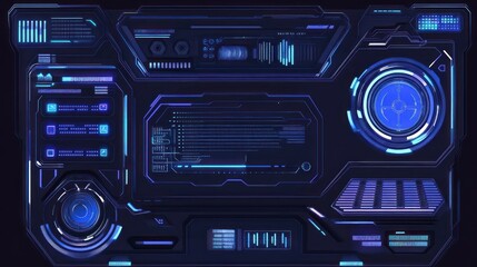 Futuristic Sci Fi Screen Displaying Data And Information Efficiently