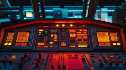 A Spaceship Control Panel Displays Technology and Digital Systems