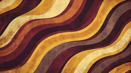 Wall Mural - Wallpaper of looping psychedelic waves in golden yellows and vintage comic textures