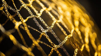 This image depicts a golden net pattern on a dark background