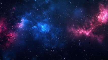 Wall Mural - Backdrop of deep-space horizon with glowing shooting stars and muted nebula clouds