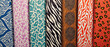 © SlavaOkey - Vibrant textile patterns showcasing various animal prints and colors