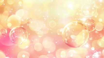 Fototapete - Bubbles floating in soft pastel colors create a dreamy atmosphere filled with light and warmth. Generative AI