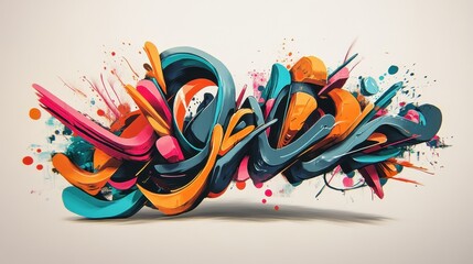 Wall Mural - a colorful abstract artwork depicting dynamic shapes and splashes