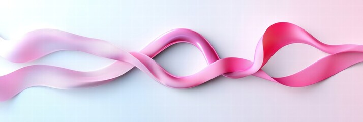 Leinwandbilder - Elegant and flowing pink ribbons on a soft pastel background create a serene and inviting atmosphere in this artistic layout. Generative AI