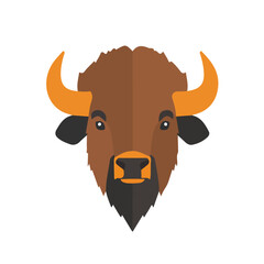 2d flat vector illustration bison face icon isolated on a white background.