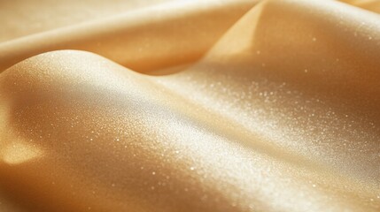 Aufkleber - Shimmering golden fabric drapes softly showcasing texture and elegance in natural light. Generative AI