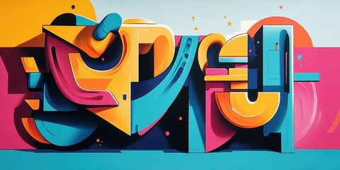 Wall Mural - a colorful abstract composition featuring geometric shapes and vivid hues